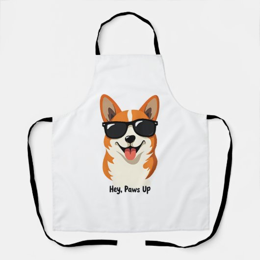 Retro Hey, Paws Omhoog Corgi met Zonnebril Schatti Schort (Voorkant)
