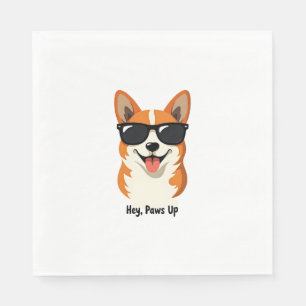 Retro Hey, Paws Omhoog Corgi met Zonnebril Schatti Servet