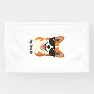 Retro Hey, Paws Omhoog Corgi met Zonnebril Schatti Spandoek