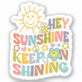 Retro Hey Sunshine, blijf op de schijn Sticker (Voorkant)