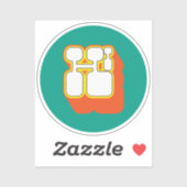 Retro Hi Oranje Turquoise Sticker (Vel)