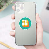 Retro Hi Oranje Turquoise Sticker (Telefoon)