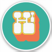 Retro Hi Oranje Turquoise Sticker (Voorkant)