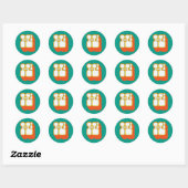 Retro Hi Turquoise Oranje Ronde Sticker (Vel)