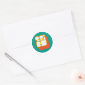 Retro Hi Turquoise Oranje Ronde Sticker (Envelop)