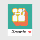 Retro Hi Turquoise Oranje Sticker (Vel)