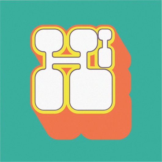 Retro Hi Turquoise Oranje Sticker (Voorkant)