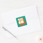 Retro Hi Turquoise Oranje Vierkante Sticker (Envelop)