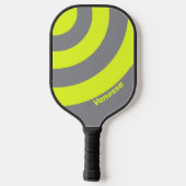 Retro HI VIS Drie Cirkel Streep met Naam Pickleball Paddle (Achterkant)