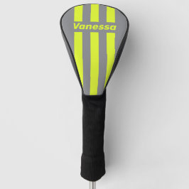 Retro HI VIS Drie Pin Strepen met Naam Golfheadcover