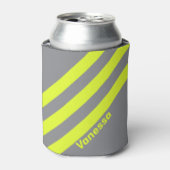 Retro HI VIS Drie Strepen met Naam Blikjeskoeler (Blikje Voorkant)