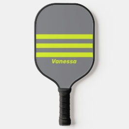 Retro HI VIS Drie Strepen met Naam Pickleball Paddle