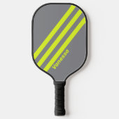 Retro HI VIS Drie strepen met naam Pickleball Paddle (Voorkant)