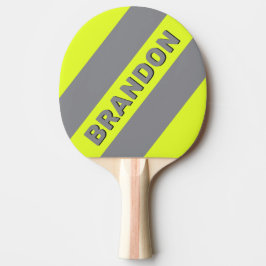 Retro HI VIS Drie Vette Strepen met Naam Tafeltennisbatje