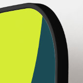 Retro HI VIS Geel Drie Cirkel Streep met Naam Pickleball Paddle (Links Detail)