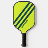 Retro HI VIS Geel Drie Strepen met Naam Pickleball Paddle (Achterkant)