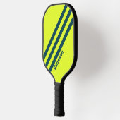 Retro HI VIS Geel Drie Strepen met Naam Pickleball Paddle (Links)