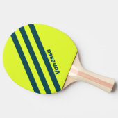 Retro HI VIS Geel Drie Strepen met Naam Tafeltennisbatje (Zijkant)