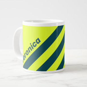 Retro HI VIS Geel met Drie Strepen en Naam Grote Koffiekop