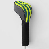 Retro HI VIS Yellow Three Pin Stripes with Name Golfheadcover (Schuin)