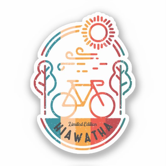 Retro Hiawatha Bike Trail. Sticker (Voorkant)