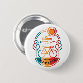 Retro Hiawatha Fietsroute Ronde Button 5,7 Cm (Voorkant /achterkant)