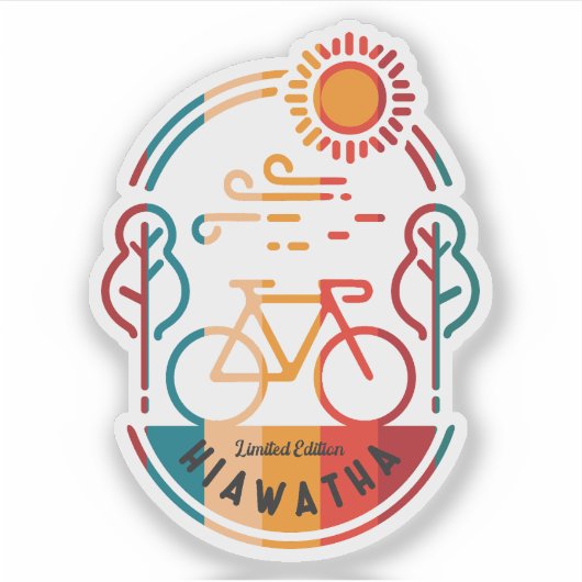 Retro Hiawatha Fietsroute Sticker (Voorkant)