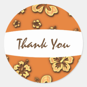  Retro Hibiscus Bloem Tropische Partij Favor Ronde Sticker