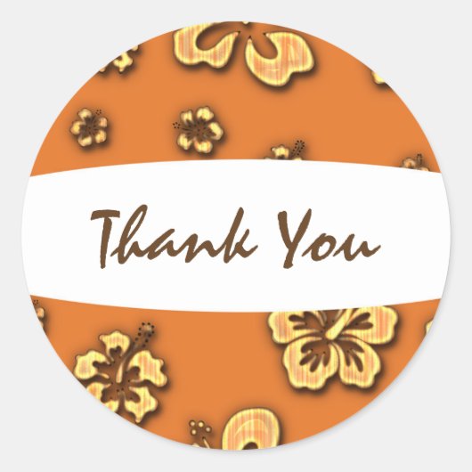 Retro Hibiscus Bloem Tropische Partij Favor Ronde Sticker (Voorkant)