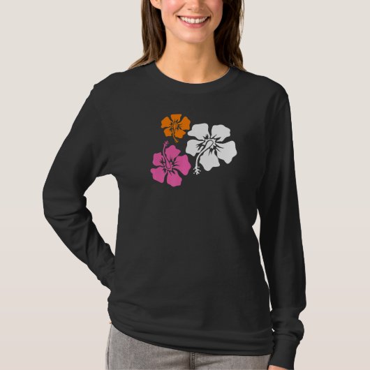 Retro Hibiscus Pattern Y2k Aesthetic 2000s Inspire T-shirt (Voorkant)