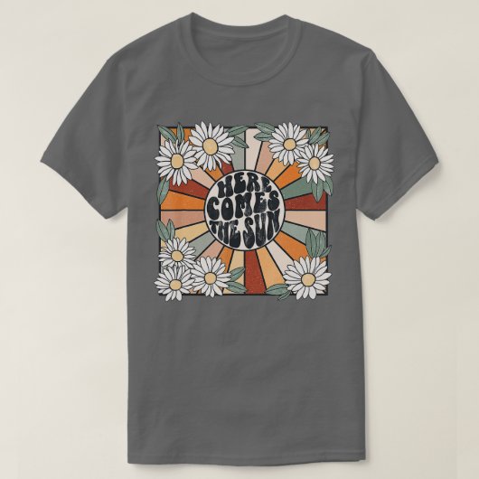 Retro hier komt de Sun Floral Summer Family Vaca T-shirt (Design voorkant)