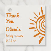 Retro hier komt het met de hand getekende Baby sho Bedankjes Labels (Voorkant)