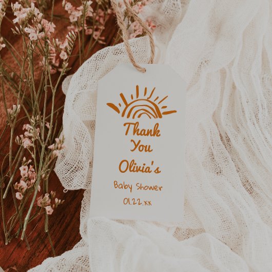 Retro hier komt het met de hand getekende Baby sho Cadeaulabel