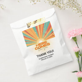 Retro hier komt het Son Baby shower Bedankzakje