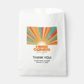 Retro hier komt het Son Baby shower Bedankzakje (Voorkant)