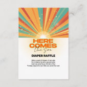 Retro hier komt het Son Baby shower Informatiekaartje (Voorkant)