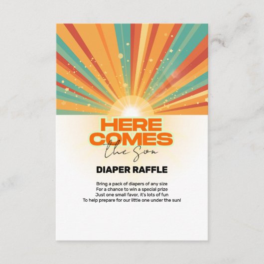 Retro hier komt het Son Baby shower Informatiekaartje (Voorkant)