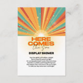 Retro hier komt het Son Baby shower Informatiekaartje (Voorkant)