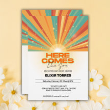 Retro hier komt het Son Baby shower