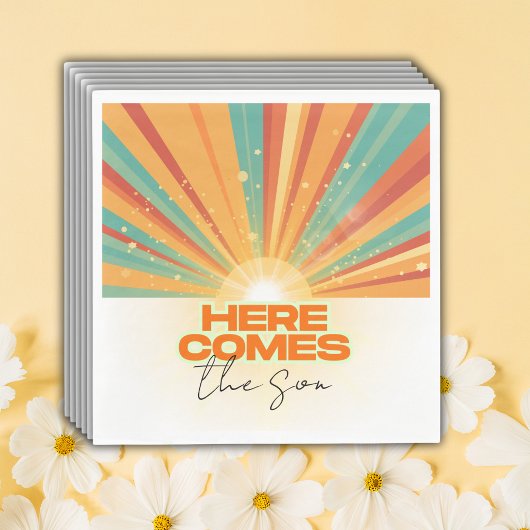 Retro hier komt het Son Baby shower Servet