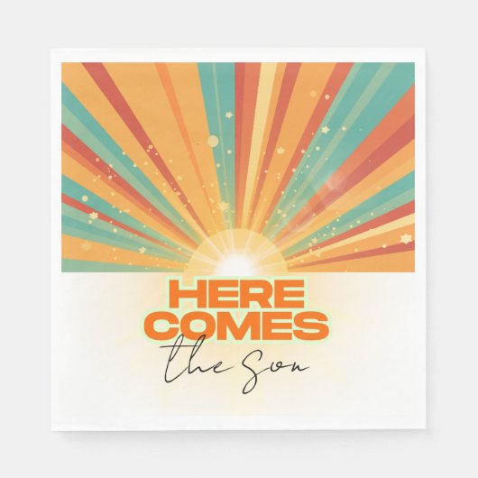 Retro hier komt het Son Baby shower Servet (Voorkant)