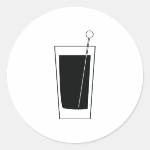 Retro Highball Glass Cocktail Label, gemengd Drink Ronde Sticker