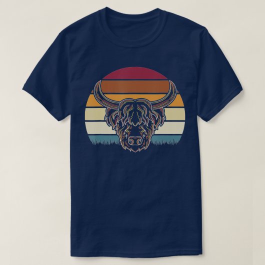Retro Highland Koe T-shirt (Design voorkant)
