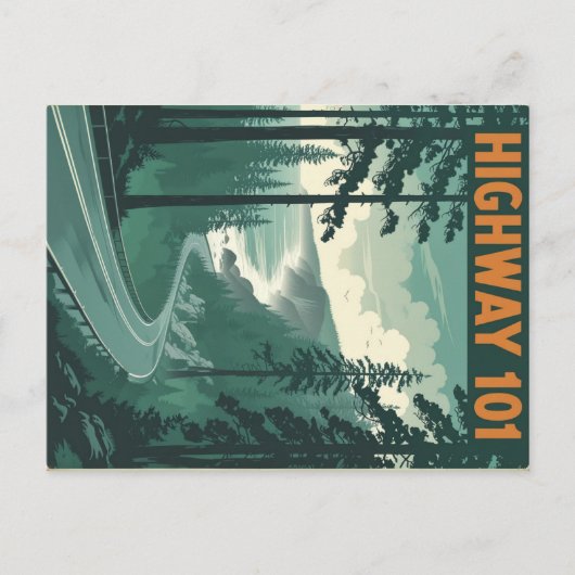 Retro Highway 101 California Coastline Briefkaart (Voorkant)