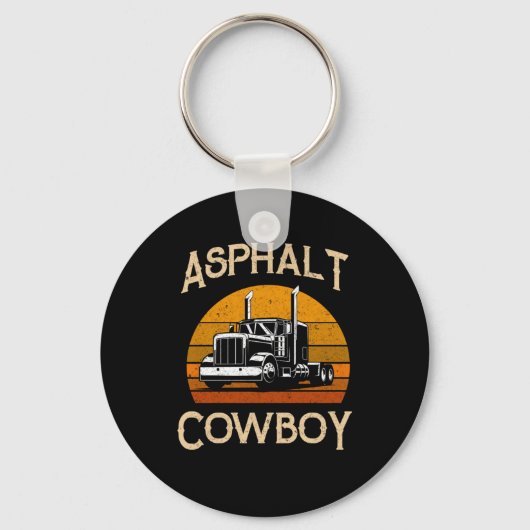 Retro Highway Trucker Road Truck Driver Asphalt Co Sleutelhanger (Voorkant)