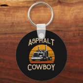 Retro Highway Trucker Road Truck Driver Asphalt Co Sleutelhanger (Voorkant)