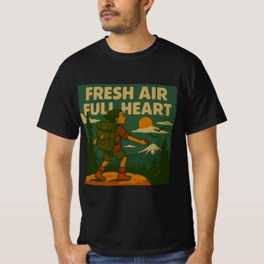 Retro Hiking & Adventure T-shirt (Voorkant)