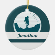 Retro Hiking Camping Landscape Custom Name Blauwgr