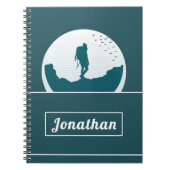 Retro Hiking Camping Landscape Custom Name Blauwgr Notitieboek (Voorkant)