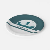 Retro Hiking Camping Landscape Custom Name Blauwgr Papieren Bordje (Gekanteld)